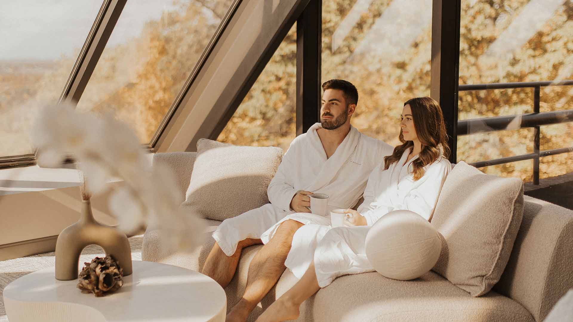 Couple relaxing in spa